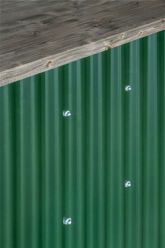 the bar counter design is made out of corrugated iron