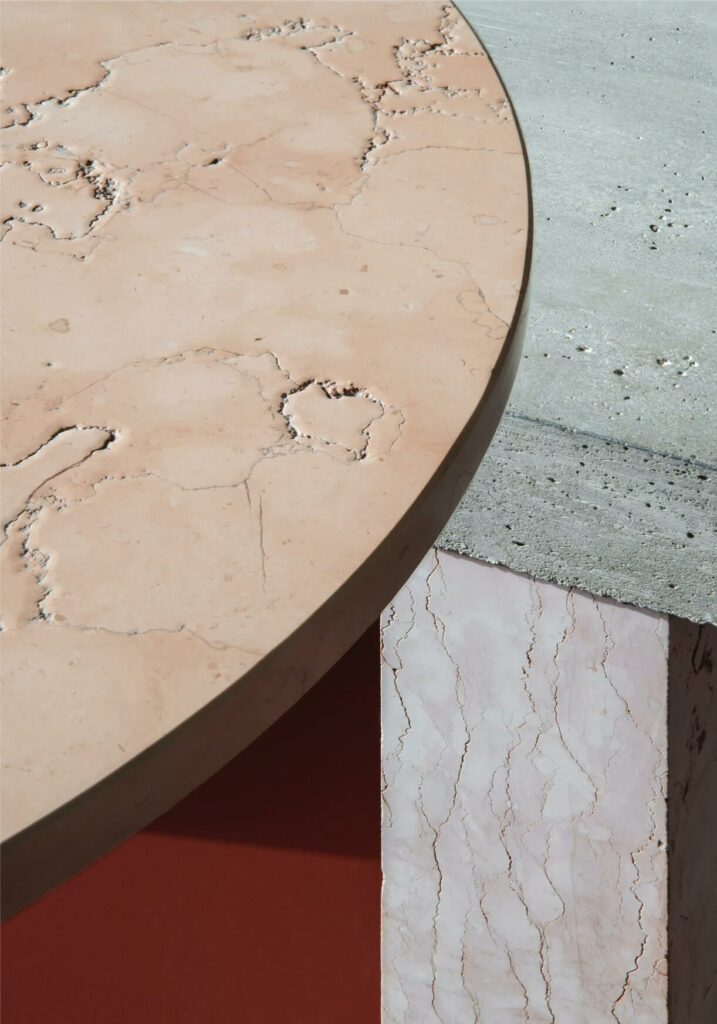 The combination of cement and stone materiality with different colors