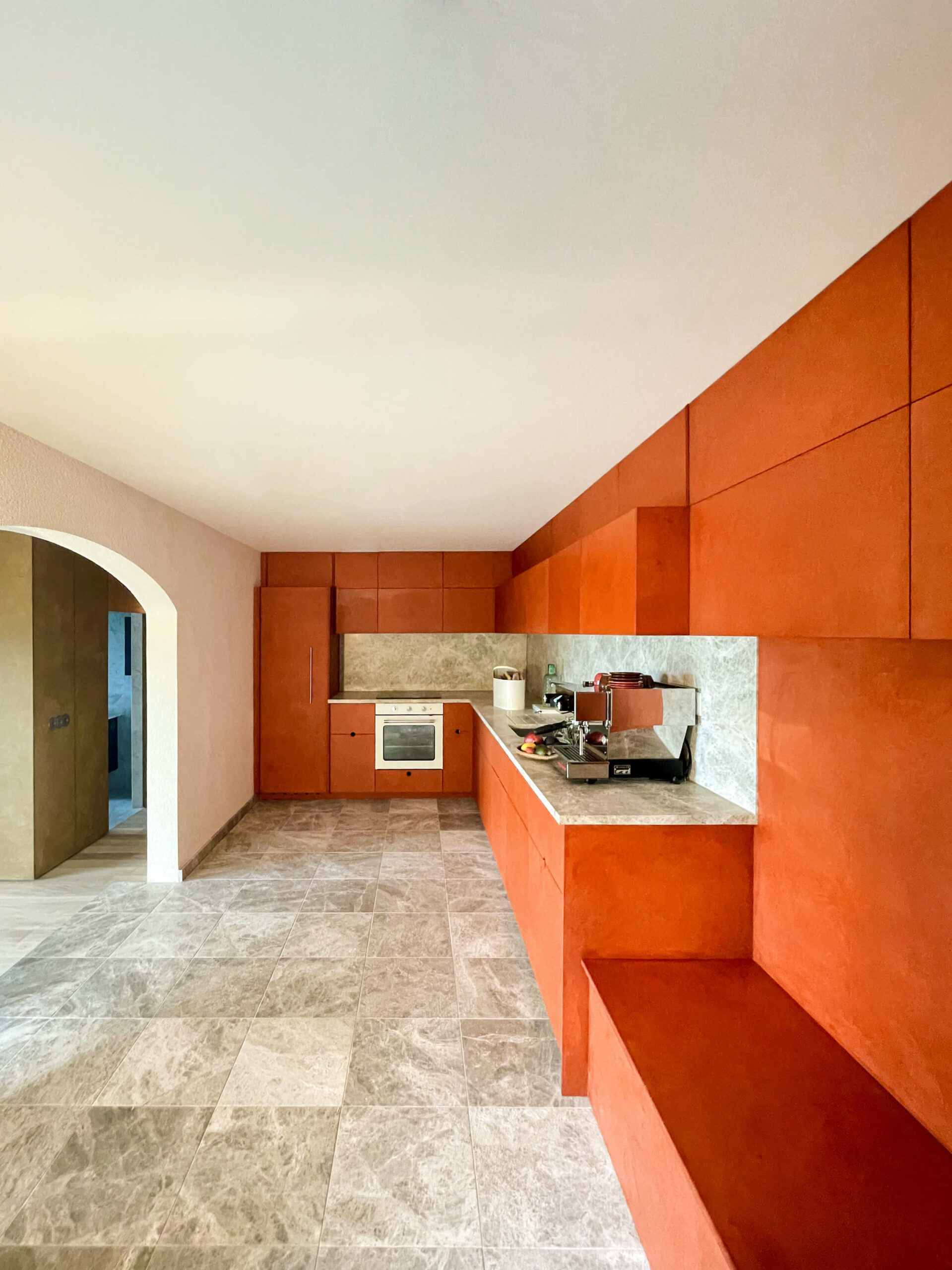 AUTHOS architecture renovation apartment kitchen MDF orange huge scaled